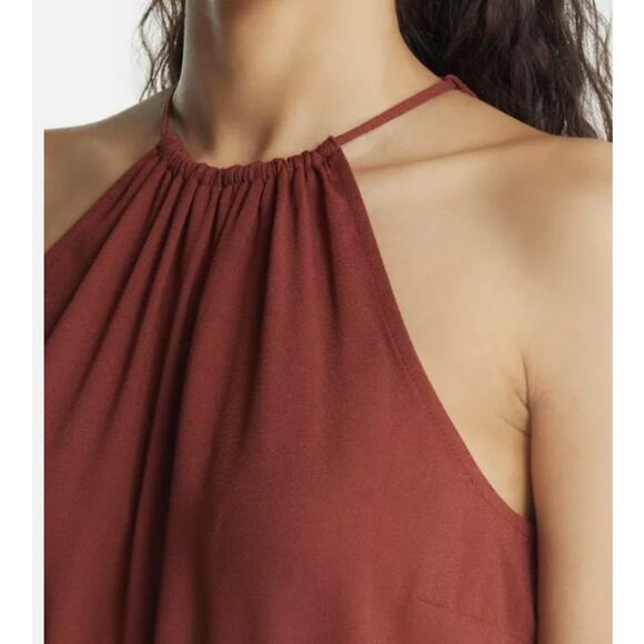 NEW CHELSEA 28 Women's Burgundy Halter Neck One-Piece Jumpsuit Size Small - Picture 8 of 8